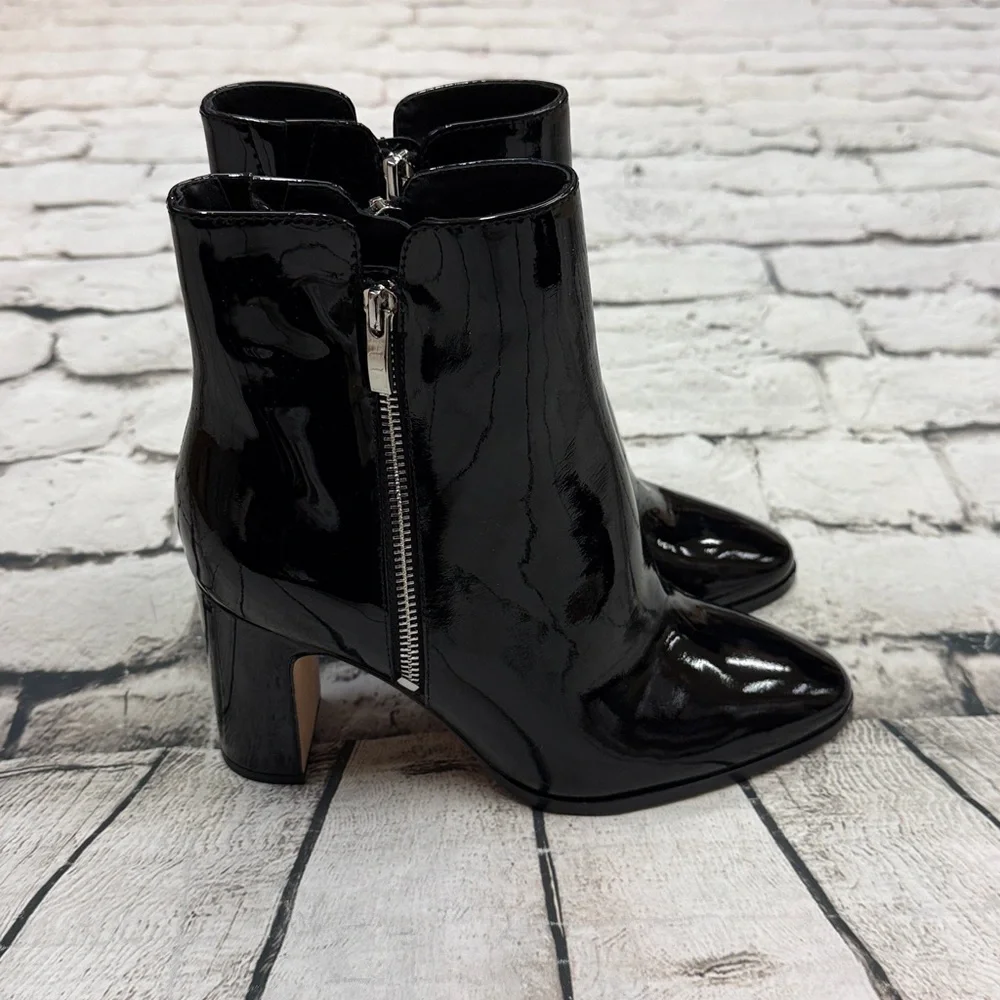 PAIGE Cleo Black Patent Leather Ankle Booties Size 8.5 NEW Women’s Boots Shoes
